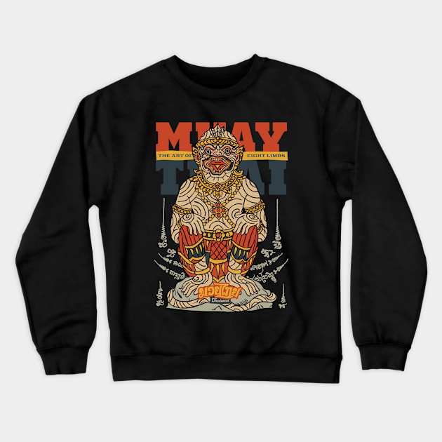 Muay Thai Tattoo Hanuman The Art of Eight Limbs Crewneck Sweatshirt by KewaleeTee